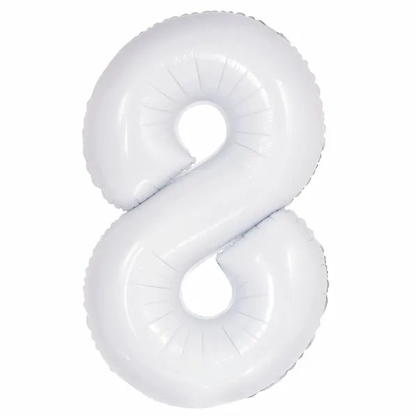 WHITE FOIL 8 BALLOON 86CM