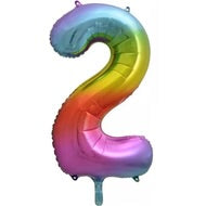 RAINBOW NUMBER 2 BALLOON 86CM
