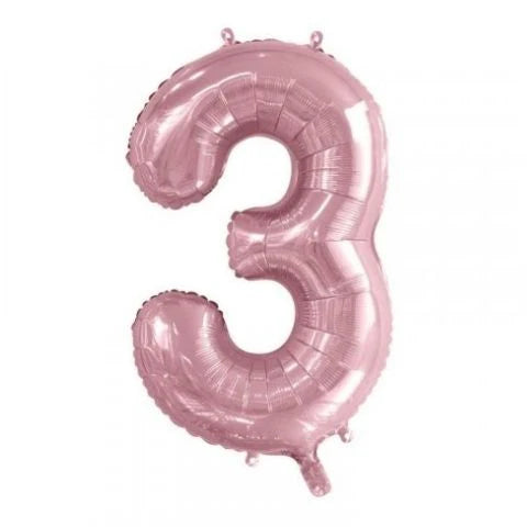 LIGHT PINK FOIL NUMBER 3 BALLOON 86CM