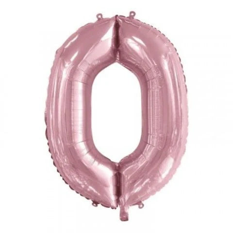 LIGHT PINK FOIL NUMBER 0 BALLOON 86CM