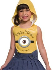 MINION FACE HOODED DRESS COSTUME (4-6 YEARS)