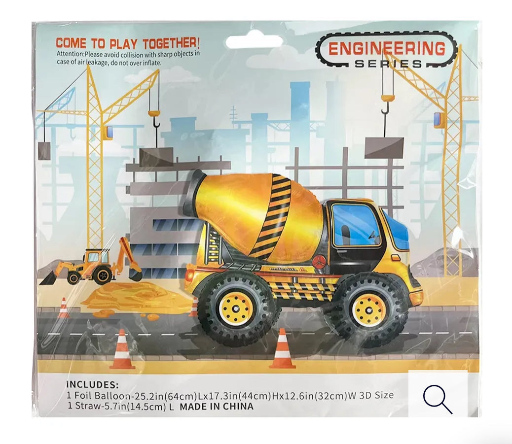 LARGE CEMENT MIXER AIR FILL FOIL BALLOON 64CM