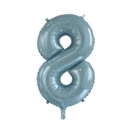 LIGHT BLUE FOIL NUMBER 8 BALLOON 86CM