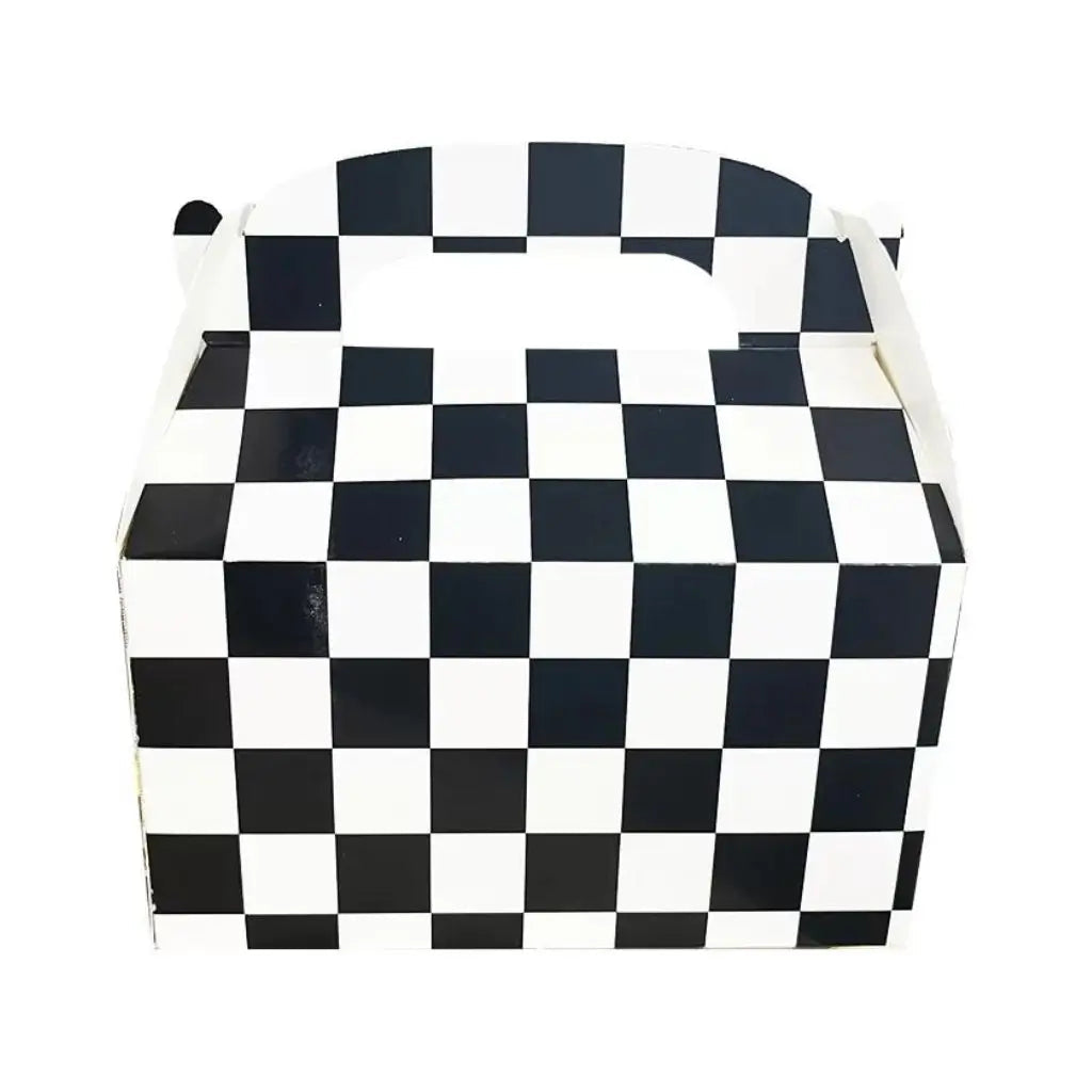 BLACK & WHITE CHECKERED TREAT BOX (PACK OF 6)