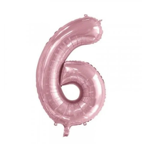 LIGHT PINK FOIL NUMBER 6 BALLOON 86CM