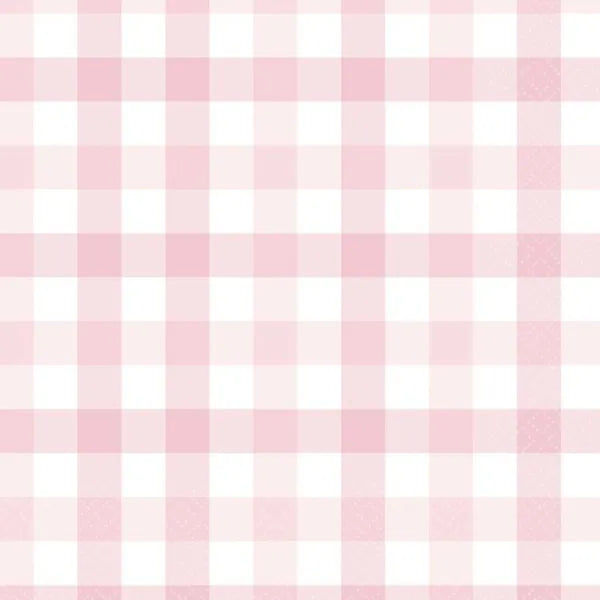 PASTEL PINK GINGHAM LARGE NAPKINS / SERVIETTES (PACK OF 16)