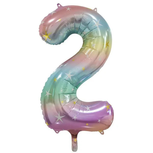PASTEL RAINBOW NUMBER 2 BALLOON 86CM