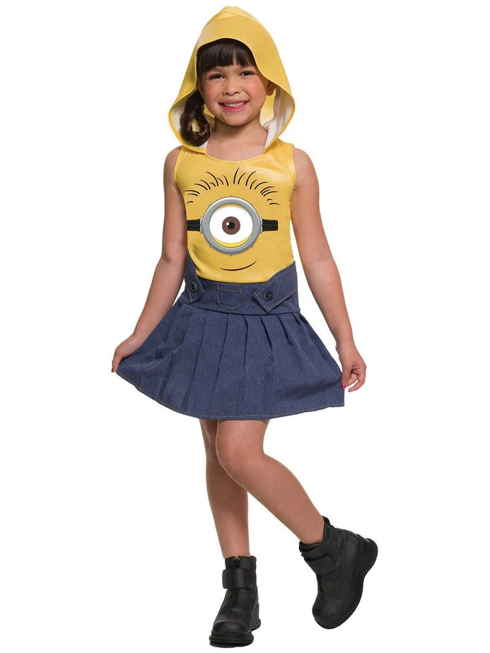 MINION FACE HOODED DRESS COSTUME (4-6 YEARS)