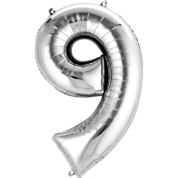 SILVER FOIL 9 BALLOON 86CM