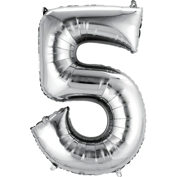 SILVER FOIL 5 BALLOON 86CM