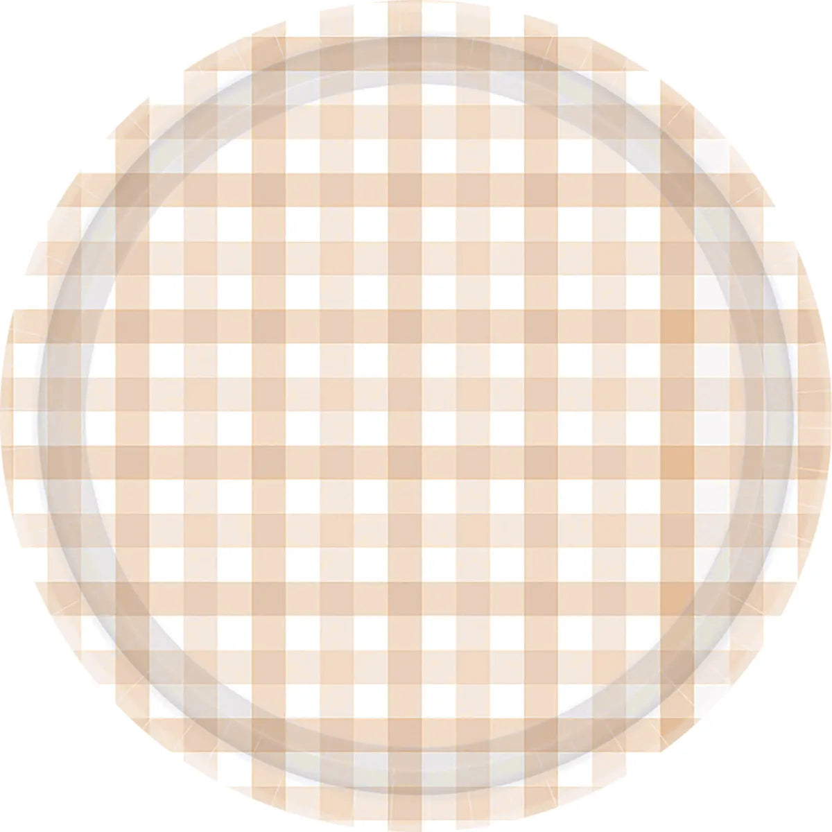 SAND GINGHAM LARGE PAPER PLATES (PACK OF 8)