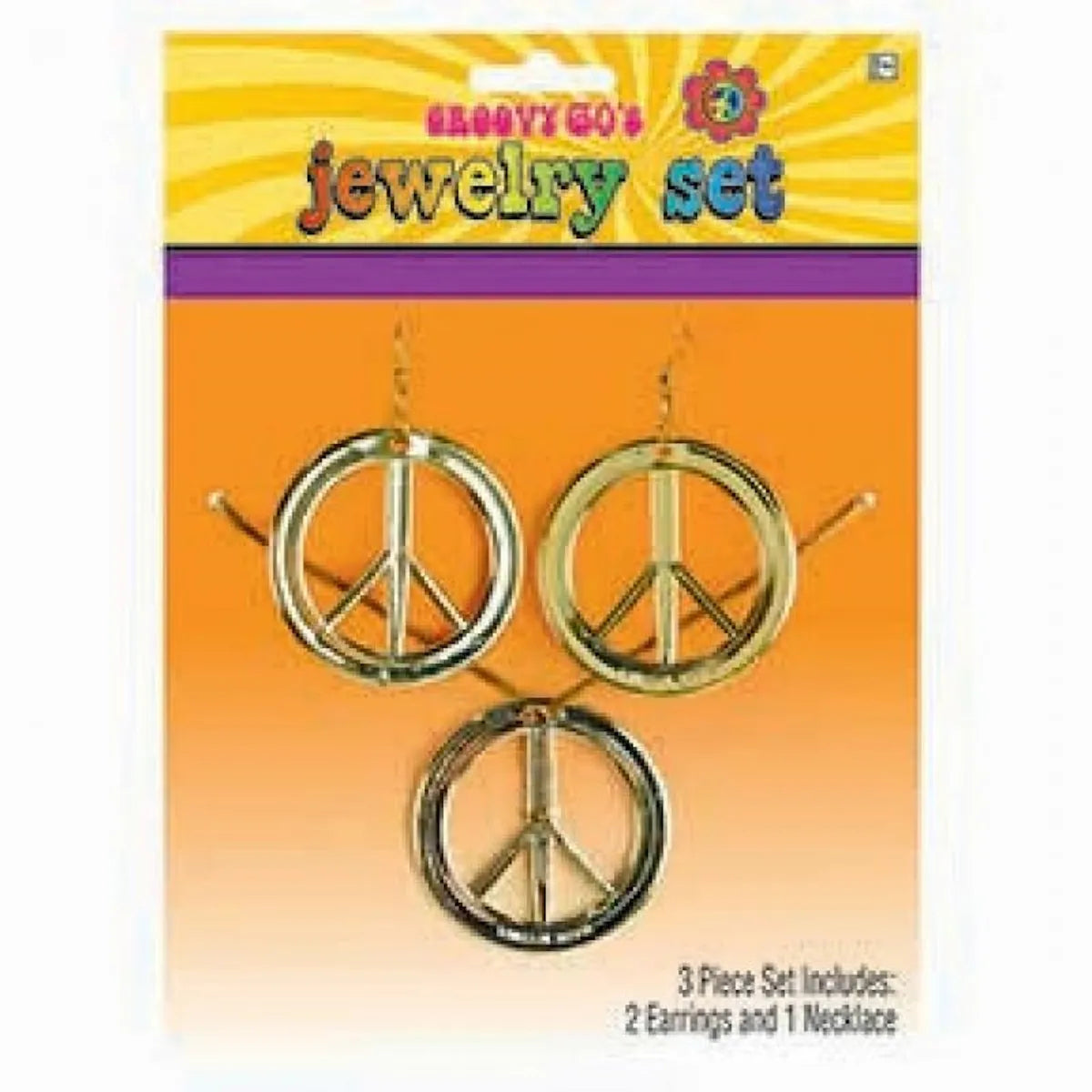 GOLD PEACE SIGN NECKLACE & EARRINGS SET