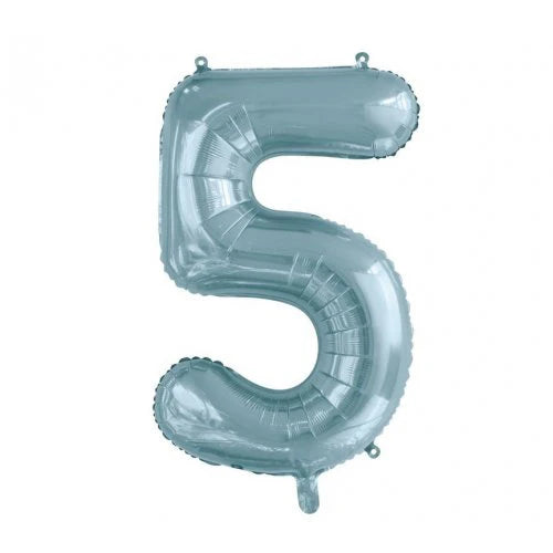 LIGHT BLUE FOIL NUMBER 5 BALLOON 86CM