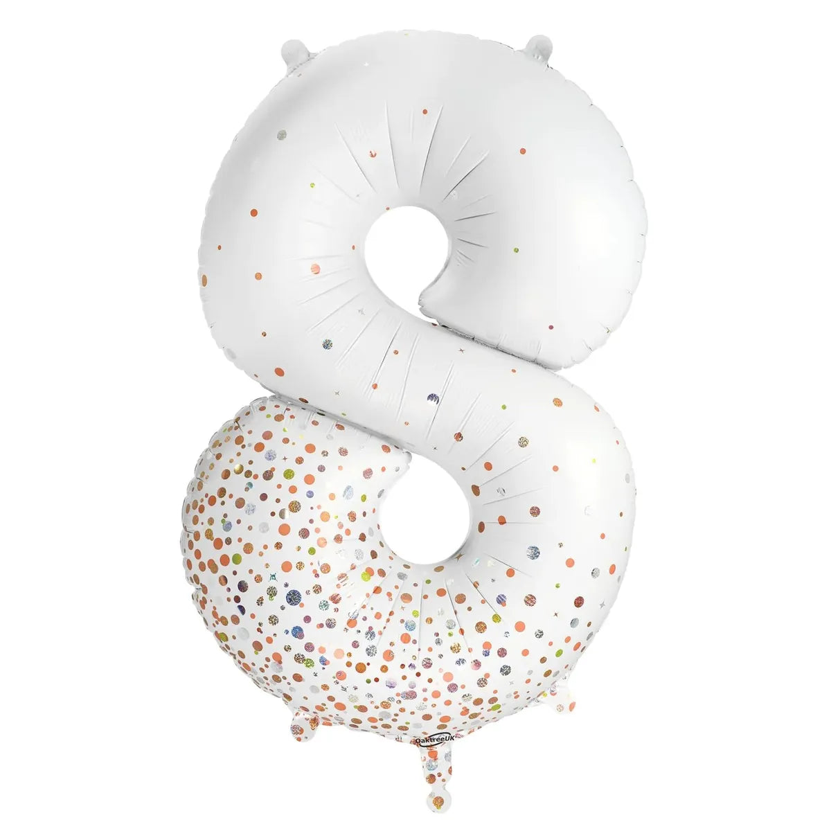SPARKLING FIZZ ROSE GOLD HOLOGRAPHIC FOIL NUMBER 8 BALLOON 86CM