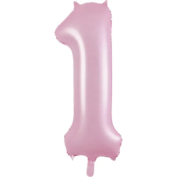 PASTEL MATTE PINK FOIL NUMBER 1 BALLOON 86CM