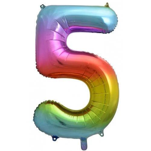 RAINBOW NUMBER 5 BALLOON 86CM