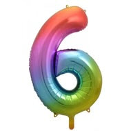 RAINBOW NUMBER 6 BALLOON 86CM