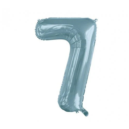 LIGHT BLUE FOIL NUMBER 7 BALLOON 86CM