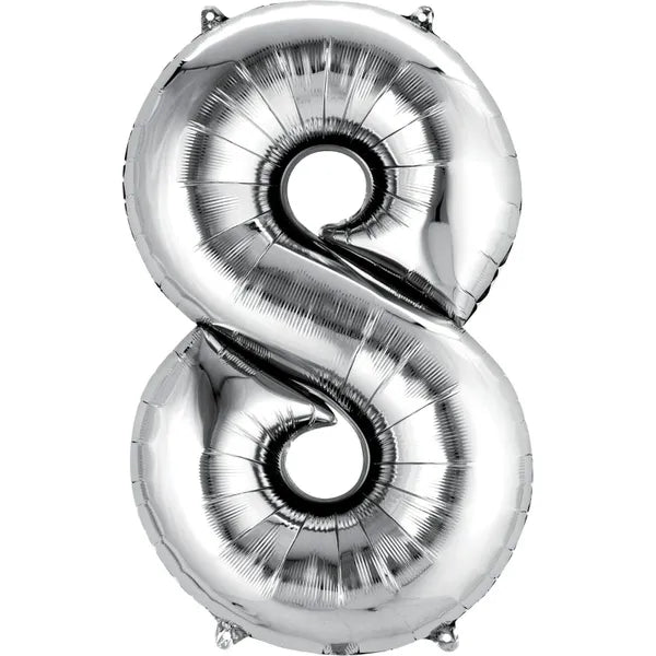 SILVER FOIL 8 BALLOON 86CM