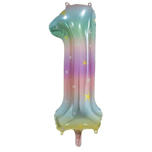 PASTEL RAINBOW NUMBER 1 BALLOON 86CM