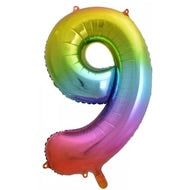 RAINBOW NUMBER 9 BALLOON 86CM