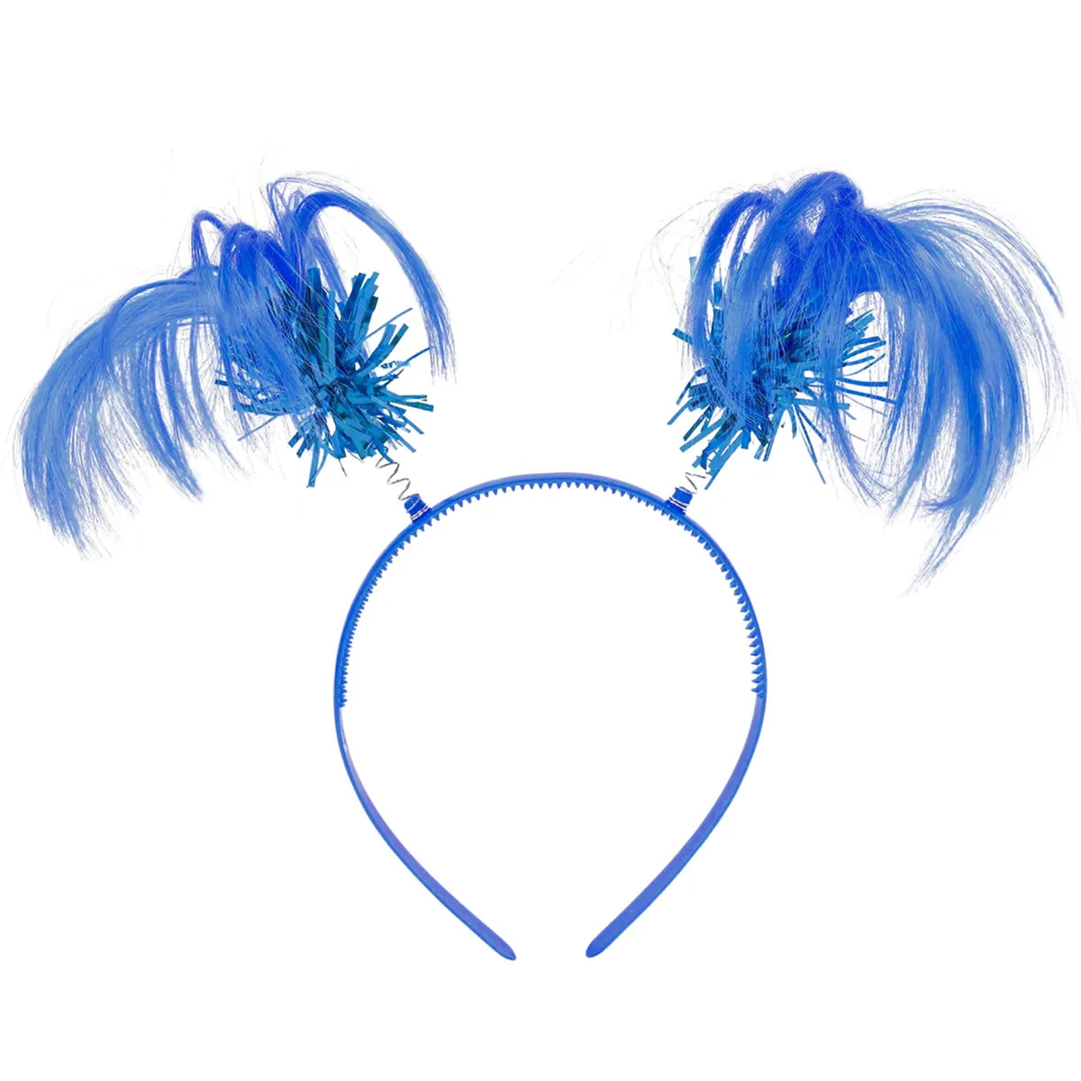 BLUE PONYTAIL HEADBOPPER WITH TINSEL