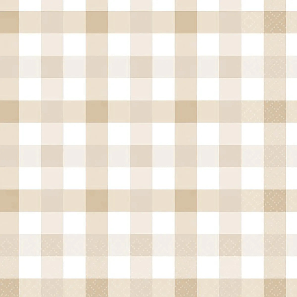 SAND GINGHAM LARGE NAPKINS / SERVIETTES (PACK OF 16)