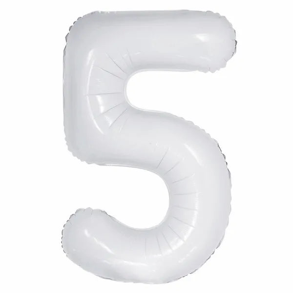 WHITE FOIL 5 BALLOON 86CM