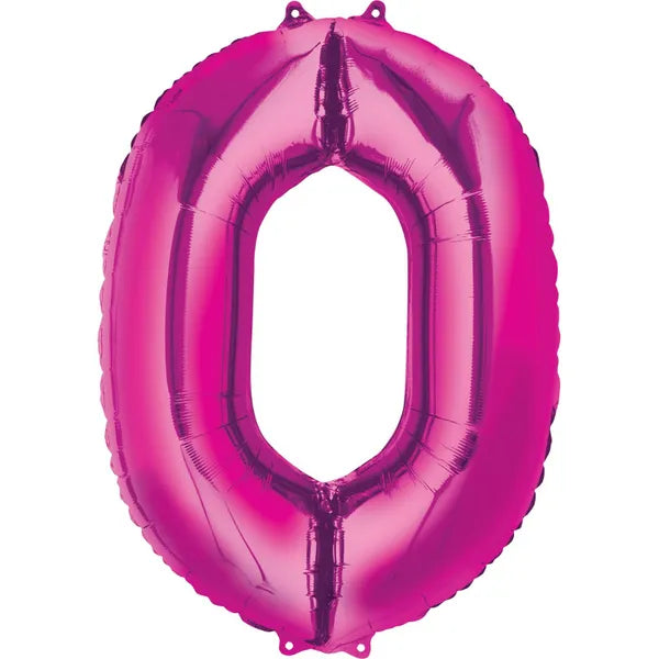 HOT PINK FOIL 0 BALLOON 86CM