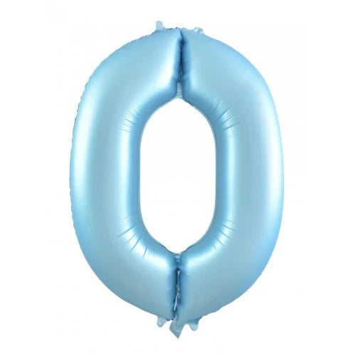 PASTEL MATTE BLUE FOIL NUMBER 0 BALLOON 86CM