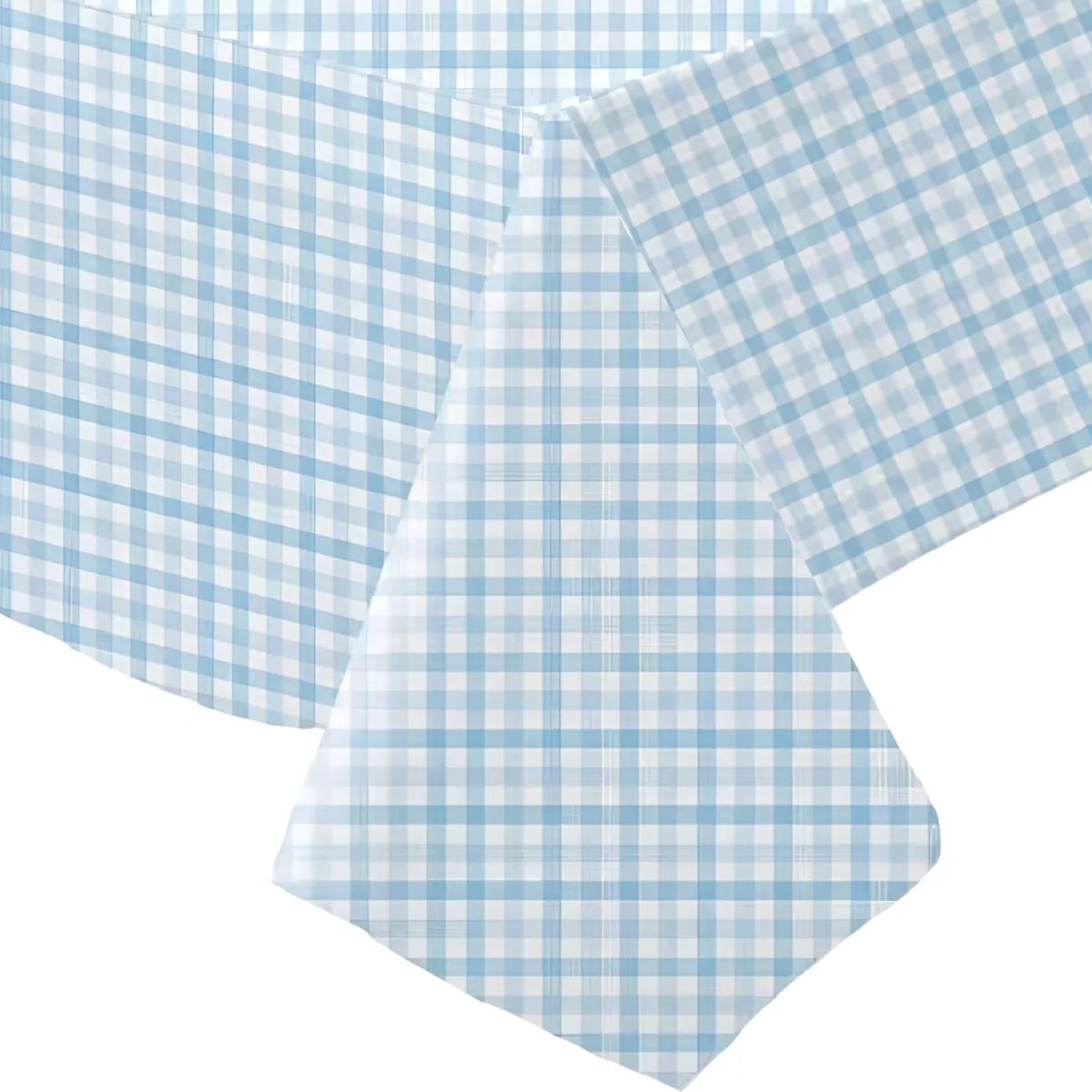 PASTEL BLUE GINGHAM PAPER TABLECLOTH