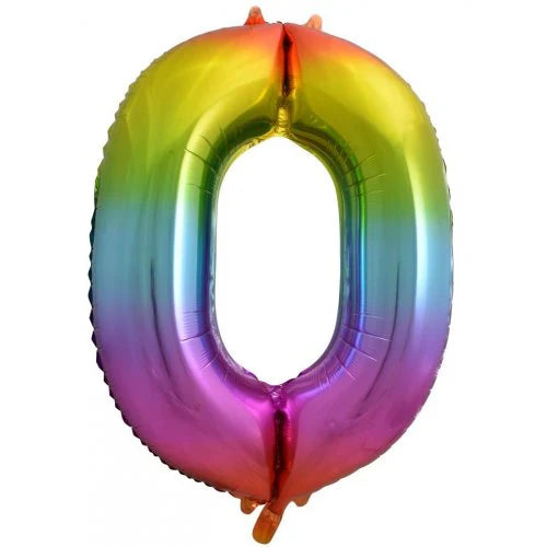 RAINBOW NUMBER 0 BALLOON 86CM