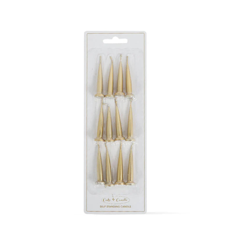 GOLD SELF STANDING BULLET CANDLES (PACK OF 12)