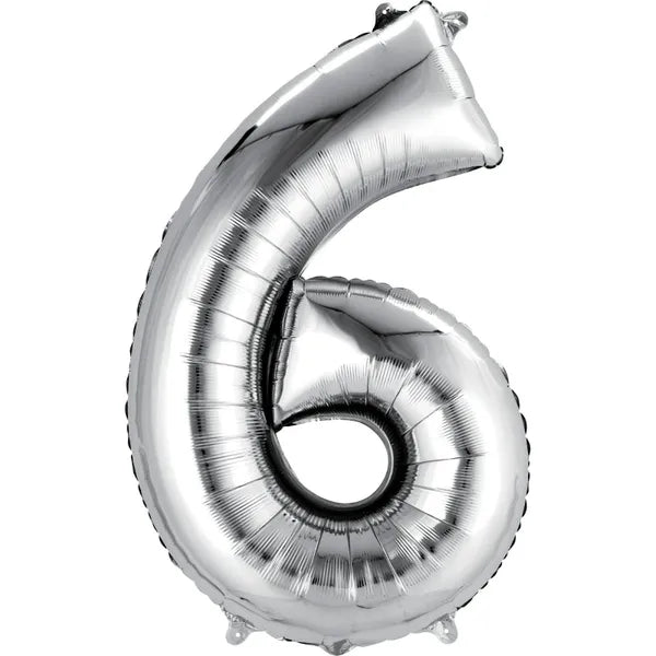 SILVER FOIL 6 BALLOON 86CM