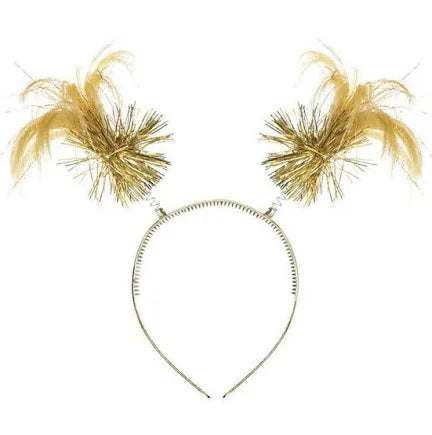 GOLD PONYTAIL HEADBOPPER WITH TINSEL