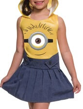 MINION FACE HOODED DRESS COSTUME (4-6 YEARS)