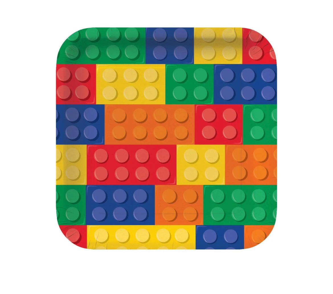 SQUARE BLOCK PARTY PLATES 23CM (PACK OF 8)