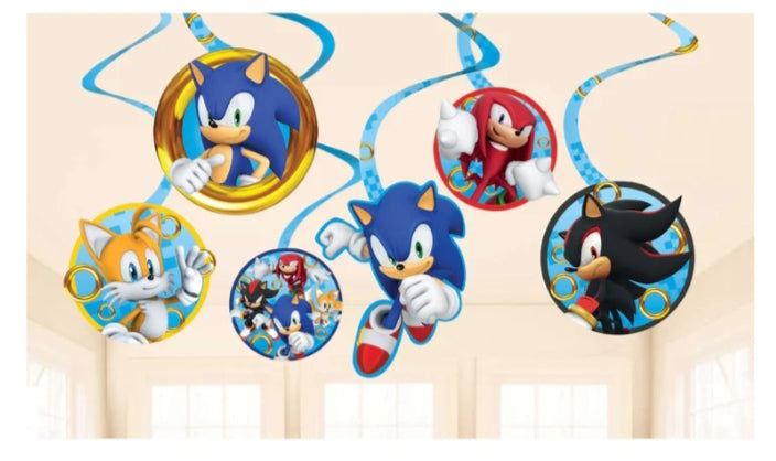 Sonic The Hedgehog Swirl Decorations 12pcs
