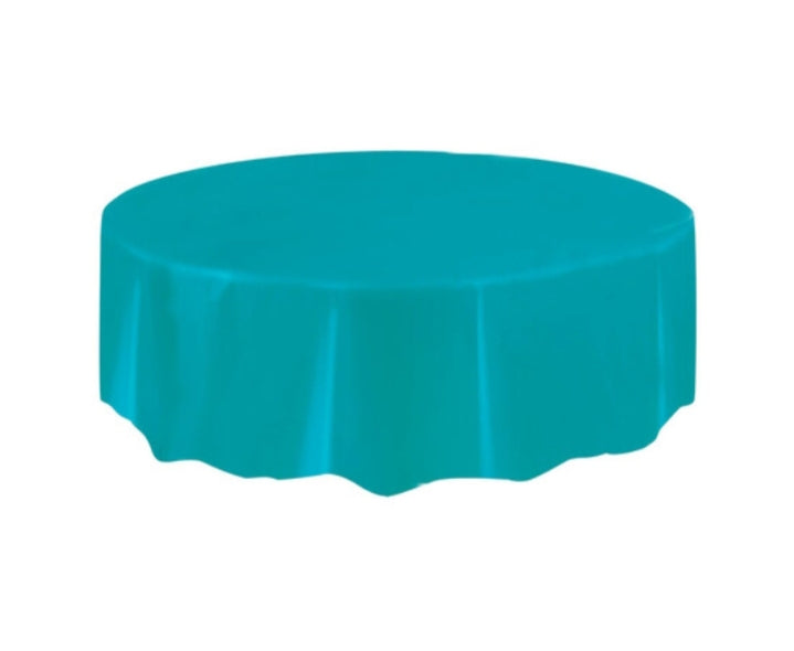 Re-usable Plastic Table Cover Round - Teal