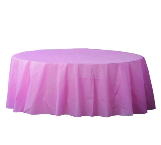 Re-usable Plastic Table Cover Round - New Pink