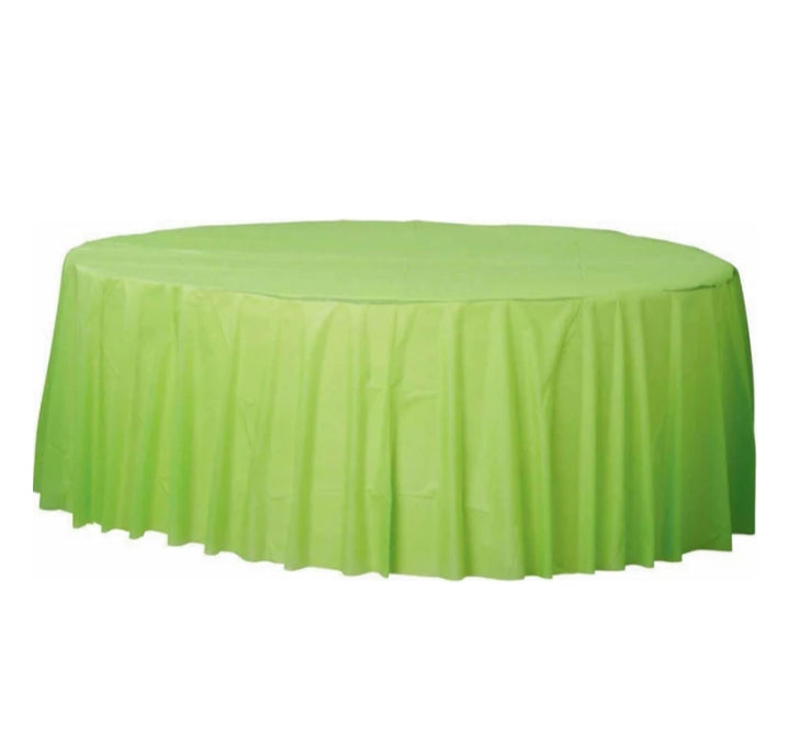 Re-usable Plastic Table Cover Round - Lime Green