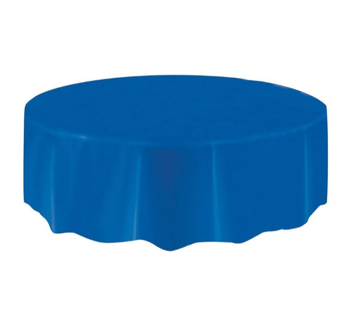 Re-usable Plastic Table Cover Round - Royal Blue