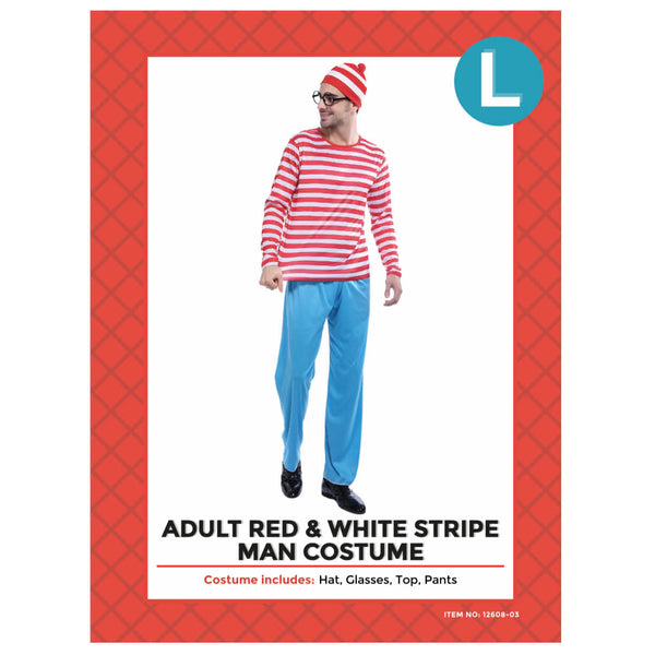 ADULT RED & WHITE STRIPE COSTUME (SIZE SMALL)