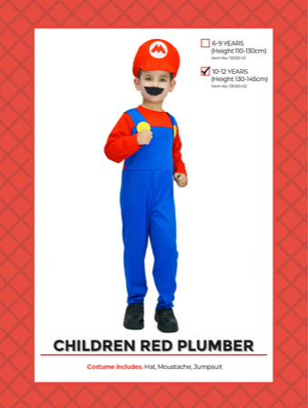 child red plumber costume