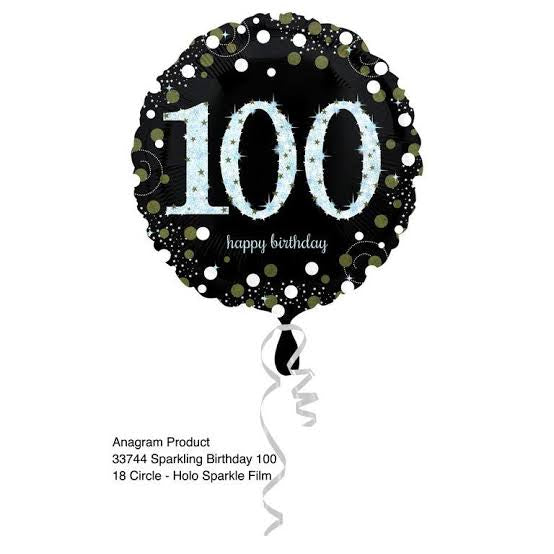 SPARKLING CELEBRATION 100TH BIRTHDAY HELIUM BALLOON