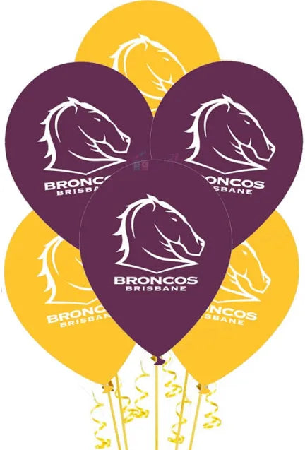 Brisbane Broncos Printed Balloons | NRL Balloons Pack of 10
