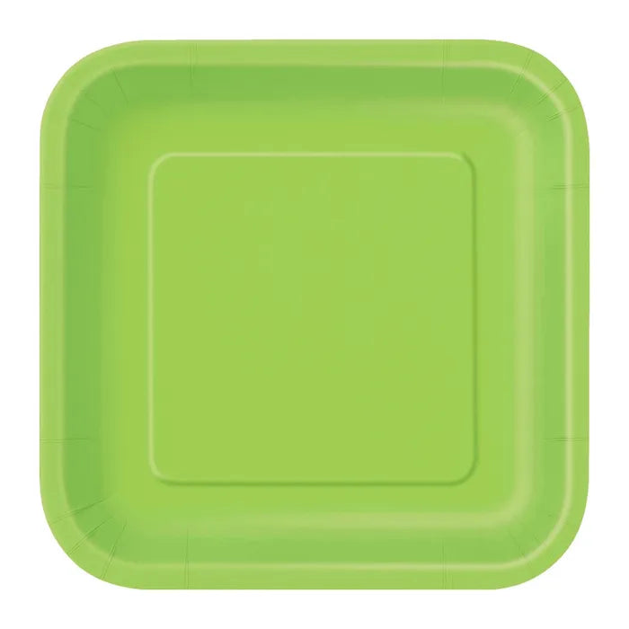 KIWI GREEN SQUARE SMALL PAPER PLATES (PACK OF 20)
