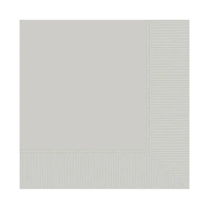 SILVER BEVERAGE NAPKINS / SERVIETTES (PACK OF 20)