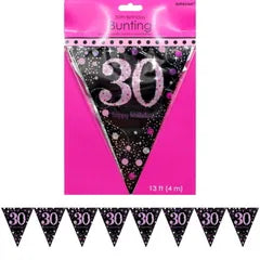 PINK CELEBRATION 30TH BIRTHDAY FLAG BANNER