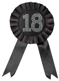 BLACK 18TH ROSETTE BADGE WITH DIAMANTÉS
